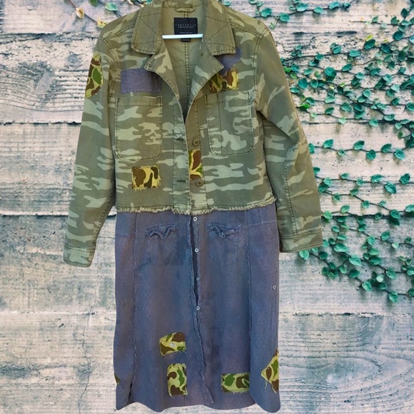 Upcycled sanctuary camouflage camo frayed post Apocalyptic scavenger jacket - Picture 2 of 16